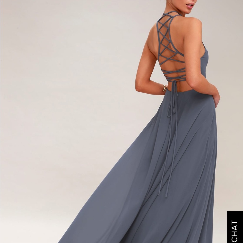 LuLus “Strappy To Be Here” Dress In Denim, Size M